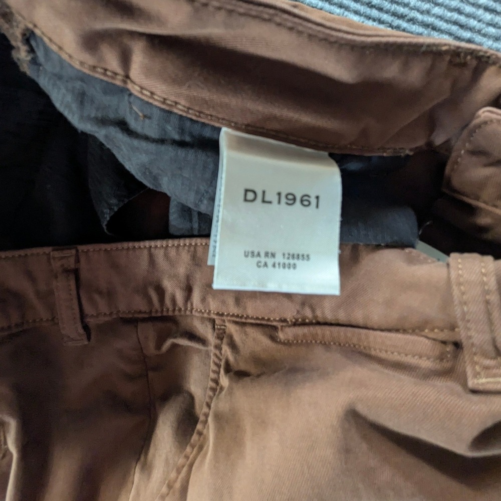 DL1961 Ivan Slim Chino Pants Brown Pinecone 38x32 Cotton Stretch Mens Trousers - Picture 4 of 5